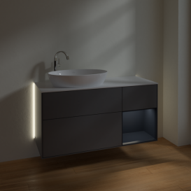 Тумба под раковину Villeroy & Boch Finion 120х50,1 см с подсветкой МДФ антрацит матовый лак/стекло белое матовое G931HGGK