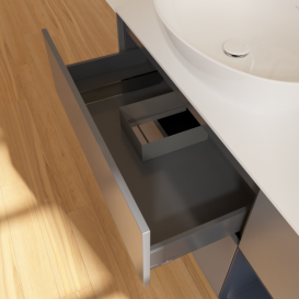 Тумба под раковину Villeroy & Boch Finion 120х50,1 см с подсветкой МДФ антрацит матовый лак/стекло белое матовое G931HGGK