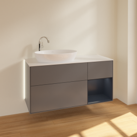 Тумба под раковину Villeroy & Boch Finion 120х50,1 см с подсветкой МДФ антрацит матовый лак/стекло белое матовое G931HGGK