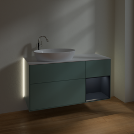 Тумба под раковину Villeroy & Boch Finion 120х50,1 см с подсветкой МДФ оливковый матовый лак/стекло белое матовое G931HGGM