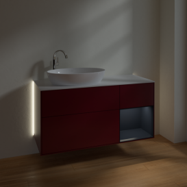 Тумба под раковину Villeroy & Boch Finion 120х50,1 см с подсветкой МДФ пион матовый лак/стекло белое матовое G931HGHB