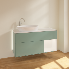 Тумба под раковину Villeroy & Boch Finion 120х50,1 см с подсветкой МДФ оливковый матовый лак/стекло белое матовое G931MTGM
