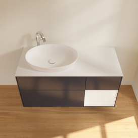 Тумба под раковину Villeroy & Boch Finion 120х50,1 см с подсветкой МДФ темно-синий матовый лак/стекло белое матовое G931MTHG