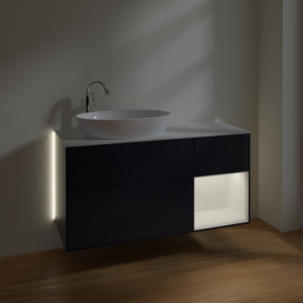 Тумба под раковину Villeroy & Boch Finion 120х50,1 см с подсветкой МДФ темно-синий матовый лак/стекло белое матовое G931MTHG