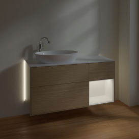 Тумба под раковину Villeroy & Boch Finion 120х50,1 см с подсветкой МДФ шпон дуба/стекло белое матовое G931MTPC