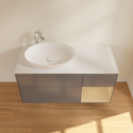 Тумба под раковину Villeroy & Boch Finion 120х50,1 см с подсветкой МДФ антрацит матовый лак/стекло белое матовое G931PCGK