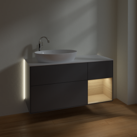 Тумба под раковину Villeroy & Boch Finion 120х50,1 см с подсветкой МДФ антрацит матовый лак/стекло белое матовое G931PCGK
