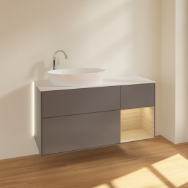 Тумба под раковину Villeroy & Boch Finion 120х50,1 см с подсветкой МДФ антрацит матовый лак/стекло белое матовое G931PCGK