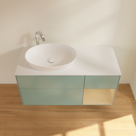 Тумба под раковину Villeroy & Boch Finion 120х50,1 см с подсветкой МДФ оливковый матовый лак/стекло белое матовое G931PCGM