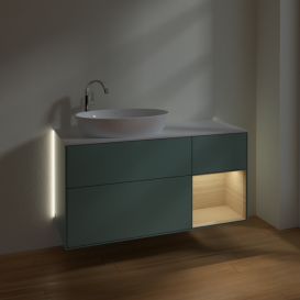 Тумба под раковину Villeroy & Boch Finion 120х50,1 см с подсветкой МДФ оливковый матовый лак/стекло белое матовое G931PCGM