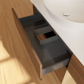 Тумба под раковину Villeroy & Boch Finion 120х50,1 см с подсветкой МДФ шпон грецкого ореха/стекло белое матовое G931PCGN