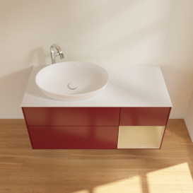 Тумба под раковину Villeroy & Boch Finion 120х50,1 см с подсветкой МДФ пион матовый лак/стекло белое матовое G931PCHB