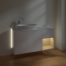 Тумба под раковину Villeroy & Boch Finion 120х50,1 см с подсветкой МДФ белый матовый лак/стекло белое матовое G931PCMT