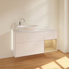 Тумба под раковину Villeroy & Boch Finion 120х50,1 см с подсветкой МДФ белый матовый лак/стекло белое матовое G931PCMT