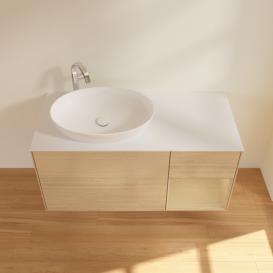 Тумба под раковину Villeroy & Boch Finion 120х50,1 см с подсветкой МДФ шпон дуба/стекло белое матовое G931PCPC