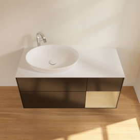 Тумба под раковину Villeroy & Boch Finion 120х50,1 см с подсветкой МДФ черный матовый лак/стекло белое матовое G931PCPD