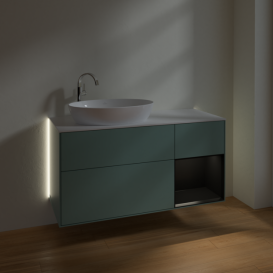 Тумба под раковину Villeroy & Boch Finion 120х50,1 см с подсветкой МДФ оливковый матовый лак/стекло белое матовое G931PDGM