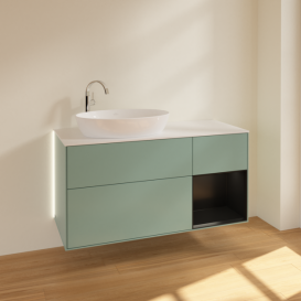 Тумба под раковину Villeroy & Boch Finion 120х50,1 см с подсветкой МДФ оливковый матовый лак/стекло белое матовое G931PDGM