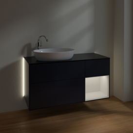 Тумба под раковину Villeroy & Boch Finion 120х50,1 см с подсветкой МДФ темно-синий матовый лак/стекло черное матовое G932GFHG