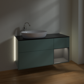 Тумба под раковину Villeroy & Boch Finion 120х50,1 см с подсветкой МДФ оливковый матовый лак/стекло черное матовое G932GKGM