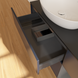 Тумба под раковину Villeroy & Boch Finion 120х50,1 см с подсветкой МДФ темно-синий матовый лак/стекло черное матовое G932GKHG