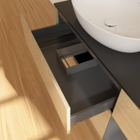 Тумба под раковину Villeroy & Boch Finion 120х50,1 см с подсветкой МДФ шпон дуба/стекло черное матовое G932GKPC