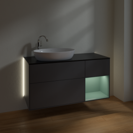 Тумба под раковину Villeroy & Boch Finion 120х50,1 см с подсветкой МДФ антрацит матовый лак/стекло черное матовое G932GMGK