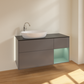 Тумба под раковину Villeroy & Boch Finion 120х50,1 см с подсветкой МДФ антрацит матовый лак/стекло черное матовое G932GMGK