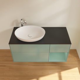 Тумба под раковину Villeroy & Boch Finion 120х50,1 см с подсветкой МДФ оливковый матовый лак/стекло черное матовое G932GMGM