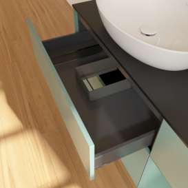 Тумба под раковину Villeroy & Boch Finion 120х50,1 см с подсветкой МДФ оливковый матовый лак/стекло черное матовое G932GMGM