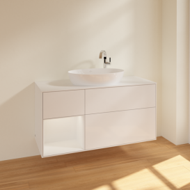 Тумба под раковину Villeroy & Boch Finion 120х50,1 см с подсветкой МДФ глянцевый белый лак/стекло белое матовое F941GFGF