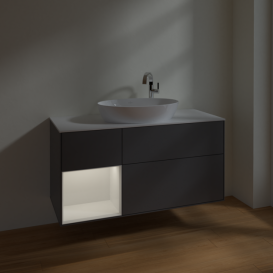 Тумба под раковину Villeroy & Boch Finion 120х50,1 см с подсветкой МДФ антрацит матовый лак/стекло белое матовое F941GFGK
