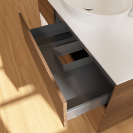 Тумба под раковину Villeroy & Boch Finion 120х50,1 см с подсветкой МДФ шпон грецкого ореха/стекло белое матовое F941GFGN