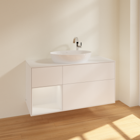 Тумба под раковину Villeroy & Boch Finion 120х50,1 см с подсветкой МДФ белый матовый лак/стекло белое матовое F941GFMT