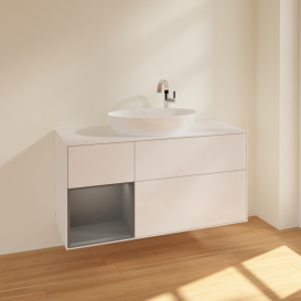 Тумба под раковину Villeroy & Boch Finion 120х50,1 см с подсветкой МДФ глянцевый белый лак/стекло белое матовое F941GKGF