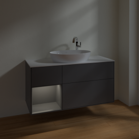 Тумба под раковину Villeroy & Boch Finion 120х50,1 см с подсветкой МДФ антрацит матовый лак/стекло белое матовое F941GKGK
