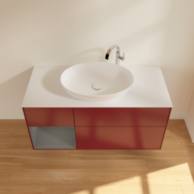 Тумба под раковину Villeroy & Boch Finion 120х50,1 см с подсветкой МДФ пион матовый лак/стекло белое матовое F941GKHB