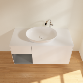 Тумба под раковину Villeroy & Boch Finion 120х50,1 см с подсветкой МДФ белый матовый лак/стекло белое матовое F941GKMT