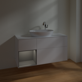 Тумба под раковину Villeroy & Boch Finion 120х50,1 см с подсветкой МДФ белый матовый лак/стекло белое матовое F941GKMT