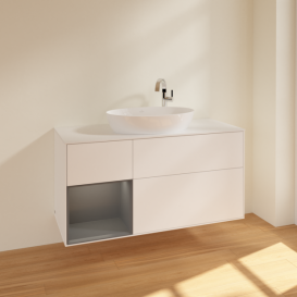 Тумба під раковину Villeroy & Boch Finion 120х50,1 см із підсвічуванням МДФ білий матовий лак/скло біле матове F941GKMT