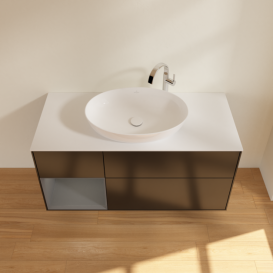 Тумба под раковину Villeroy & Boch Finion 120х50,1 см с подсветкой МДФ черный матовый лак/стекло белое матовое F941GKPD