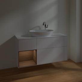 Тумба под раковину Villeroy & Boch Finion 120х50,1 см с подсветкой МДФ глянцевый белый лак/стекло белое матовое F941GNGF