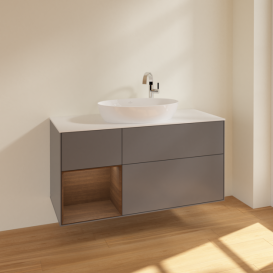 Тумба под раковину Villeroy & Boch Finion 120х50,1 см с подсветкой МДФ антрацит матовый лак/стекло белое матовое F941GNGK