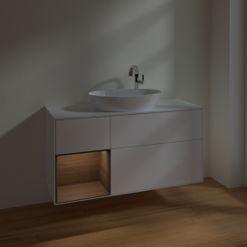 Тумба под раковину Villeroy & Boch Finion 120х50,1 см с подсветкой МДФ белый матовый лак/стекло белое матовое F941GNMT