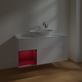 Тумба под раковину Villeroy & Boch Finion 120х50,1 см с подсветкой МДФ глянцевый белый лак/стекло белое матовое F941HBGF