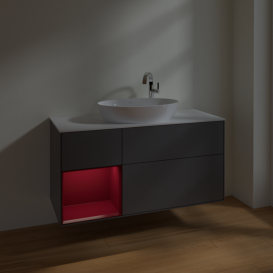 Тумба под раковину Villeroy & Boch Finion 120х50,1 см с подсветкой МДФ антрацит матовый лак/стекло белое матовое F941HBGK