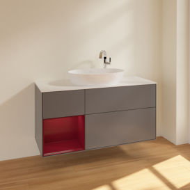 Тумба под раковину Villeroy & Boch Finion 120х50,1 см с подсветкой МДФ антрацит матовый лак/стекло белое матовое F941HBGK