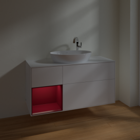 Тумба под раковину Villeroy & Boch Finion 120х50,1 см с подсветкой МДФ белый матовый лак/стекло белое матовое F941HBMT