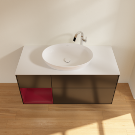 Тумба под раковину Villeroy & Boch Finion 120х50,1 см с подсветкой МДФ черный матовый лак/стекло белое матовое F941HBPD