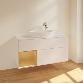 Тумба под раковину Villeroy & Boch Finion 120х50,1 см с подсветкой МДФ глянцевый белый лак/стекло белое матовое F941HFGF